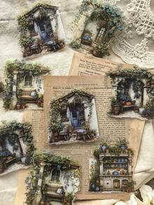 10pcs/Pack Yard Corner Plant Vine DIY Scrapbooking Decorative PET Stickers Scrapbook Supplies Stationery - one-size - View 3