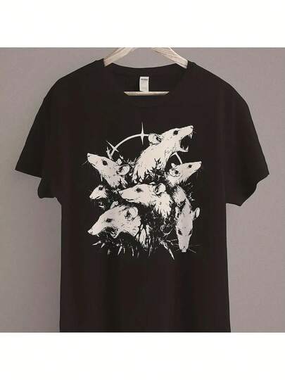 Camiseta Creepy Rat King _ Dark Cottagecore _ Oddities & Curiosities _ Estética Gótica Pastel _ Ropa de Academia Oscura _ Horror Grunge (1), Camiseta Unisex de Algodón Puro Casual y Elegante para Hombres 220g, Alta Calidad, Cómoda, Versátil, Suave y Transpirable, Top de Verano de Manga Corta