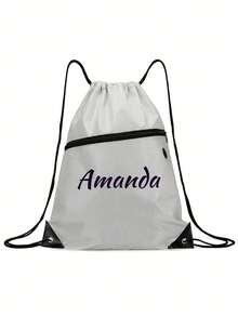 Personalized Initial & Name Drawstring Backpack, Sports Bag, Swimming Bag, Gym Bag, After School Club Bag Multi-Functional, Ornamental Exquisite, Stylish, Modern, Colorful, Contracted, Casual Custom, Unique, Gift, Personalized Gifts, Cute Baby Ideal Gifts For Him Family, Friends, Daughter, Son, Her For Birthdays - Multicolor - View 17