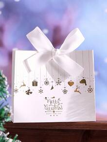 5-Piece Christmas Gift Box With Bow, Santa Claus Sleigh And Reindeer Pattern, Holiday Candy Gift Bags, Suitable For Holiday Parties, Weddings, Birthdays, Anniversaries, Exquisite Gift Packaging, C Ookies, Jewelry, Chocolates, DIY Craft Packaging, Christmas Eve Decorations - Multicolor - View 11