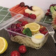 50/20/10 件一次性食品储存容器，500 毫升带盖矩形外卖盒，PP 材质，微波炉适用，加厚外卖包装，适用于零食、水果和蔬菜储存，透明容器，耐用卫生，边缘光滑，适用于婚礼、生日和外卖活动