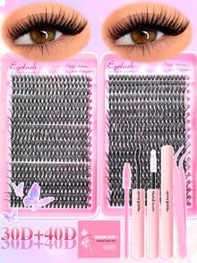 580 件 5D 睫毛膏套装，含胶水、镊子和刷子 | 30D40D50D60D80D100D 混合密度，10-18mm 长度，打造自然至惊艳妆效 | 夏季多效合一彩妆必备 | 适合初学者，可重复使用，无动物测试 | 2025 返校美妆礼盒 - 黑色 - 查看 14