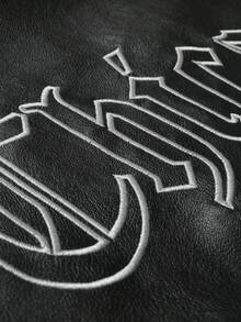 Giacca da baseball nera da uomo, di alta qualità, con ricami, in stile moda di strada, abbigliamento sportivo casual classico retrò, patchwork in pelle sintetica, maniche lunghe, stile hip-hop, motociclista, grunge, autunno/inverno