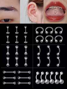 10 قطع من حلقات الاختراق الشفافة من البيوفليكس لأنف وبطن وحاجز الأنف والحاجب والشفة والغضروف والأذن الخرطومية، حلقات اختراق بلاستيكية للعمل والمدرسة