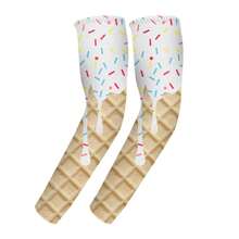 夏季户外防紫外线臂套，透气运动冰袖，可爱冰淇淋和蛋糕设计，男女适用，骑行臂套 - 彩色 - 查看 9