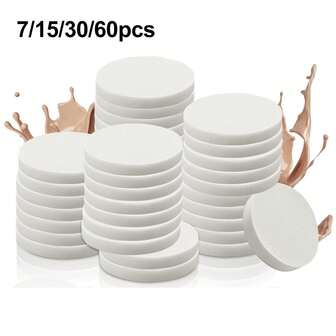 7/15/30/60pcs White Round Latex NR Makeup Sponges For Foundation Makeup Sponge Facial Powders Puff Cosmetic Sponge Round Foam Pad Beauty Makeup Eye Face Foundation Powders Blender For All Skin Types, Wet And Dry Dual Use,Cheap,Stocking Stuffers,Makeup,Makeup Tools,Cheap Stuff,Gifts,Gifts For Women,Christmas Gifts
