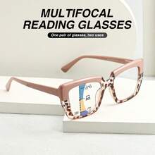 2pcs Progressive Multifocal Reading Glasses With Comfortable Spring Hinges, Printed Design, Retro Elegant For Women Daily Wear - Red to Black + Half Pink - View 5