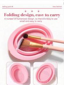 1 Peça Tigela Dobrável de Silicone para Limpeza de Pincéis de Maquiagem, Pode Ser Reciclada, Tapete Portátil de Limpeza de Pincéis de Beleza, Ferramentas de Lavagem e Secagem de Pincéis, Para Pincéis, Borlas e Esponjas, Caixa de Limpeza a Seco Rápida para Ferramentas de Maquiagem