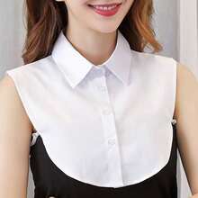 Ladies Removable Striped Shirt Collar, Pointed Fake Collar With Modest Decoration, Casual Polyester Knitted Accessories, Suitable For Spring, Autumn And Winter - 白色 - 查看 1