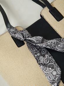 Women's Casual Canvas Splicing Zipper Shoulder Bag With Large Capacity For Everyday Use Handbags Winter Gifts - Black - View 6