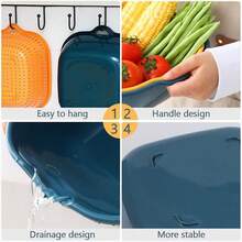 6-Piece Kitchen Vegetable And Fruit Cleaning Basket - Multi-Layer Stackable Vegetable Sink, Filter And Kitchen Funnel Set For Washing Fruits And Vegetables