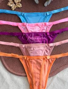 Kit 5 Calcinhas PLUS SIZE Fio Dental Asa Delta Com Regulagem na Lateral String Lingerie Tanga Ajustavel