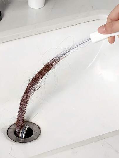 1支装柔性毛发排水管堵塞清除器，排水管和马桶清洁剂，水槽清洁刷，排水管清洁刷，堵塞清除工具，适用于水槽、厨房、浴室、浴缸，管道清洁工具，排水管疏通刷