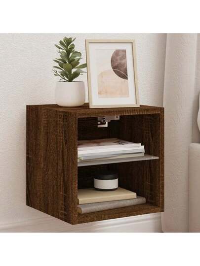 VidaXL TV Wand Unit LED Lighting 30x28.5x30 Cm Bruin Oak