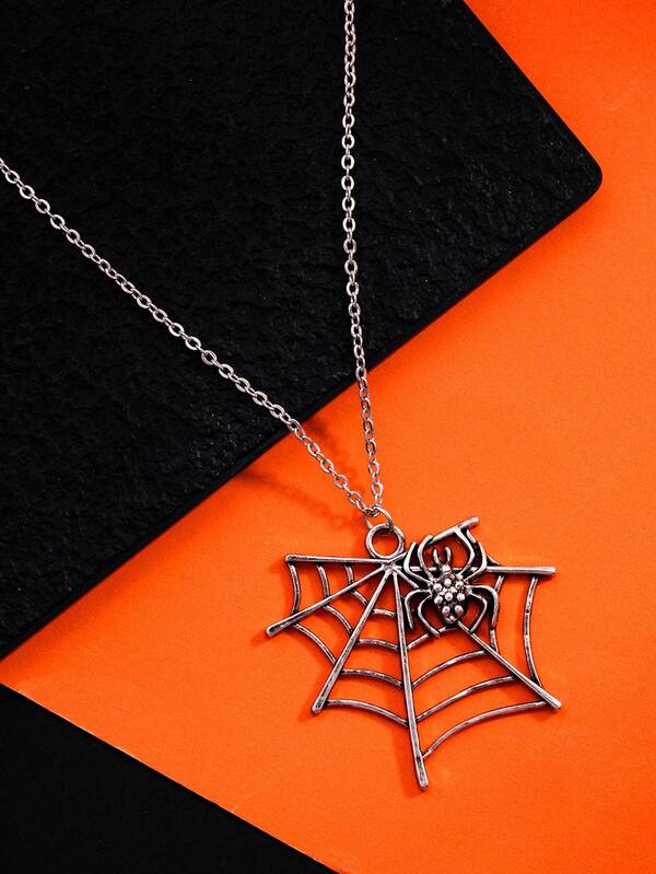 1 pieza Collar colgante de telaraña gótico oscuro vintage punk, collar gargantilla para mujeres, joyería de disfraz para fiesta de Halloween, regalo festivo para amigos