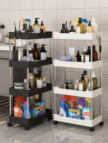 1 pieza Estantería de almacenamiento de cocina de varios niveles en blanco, estantería de almacenamiento de costura de varios niveles desde el piso al techo con ruedas para una fácil movilidad, carrito y organizador - Blanco - Ver 4