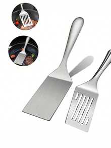 1pc Stainless Steel Spatula - Flat Pancake, Steak And Griddle Cooking Spatula, Durable Kitchen Tool With Ergonomic Handle