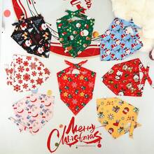 Pet Christmas Drool Bib, Festive Triangular Scarf, Christmas Cartoon Cat & Dog Neck Warmer