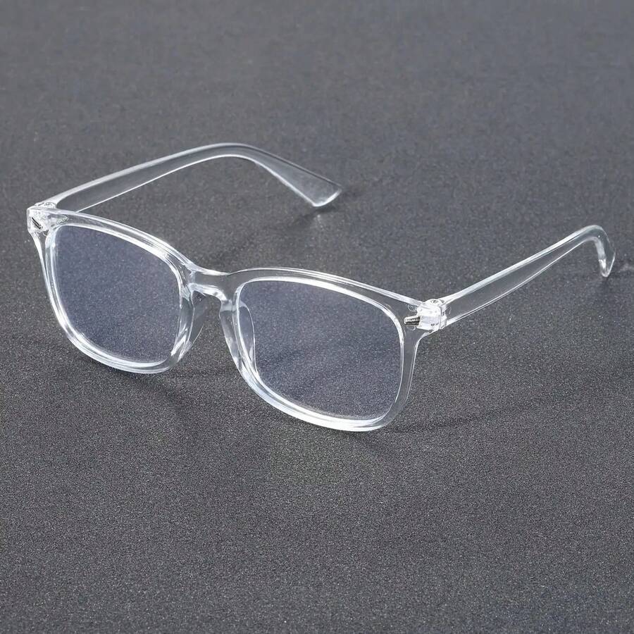 1 Piece Of Men's Geometric Frame Glasses, Featuring A Modern Minimalist Design With Elegant Aesthetics And Transparent Lenses, Perfect For Back-To-School And Everyday Accessories. - 黑框白平 - 查看 1