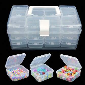 32-Compartment Plastic Portable Storage Box, Multifunctional Transparent Container For DIY Crafts, Jewelry, Rings, Beading, Tools And Small Accessories, Sturdy, Clear, Easy To Carry With One Large Capacity Compartment