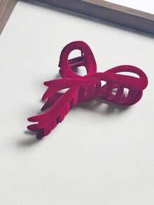 1pc Women's Solid Color Autumn/Winter Flocked Bow Tie Ribbon Flocked Hollow Big Hair Clip, Elegant Sweet Fashion Campus Matching, Suitable For Party, Ball, Daily Matching Fall Fashion Claw Clips Winter Hair Accessories Hair Claw Hair Clutch Clips For Hair For Vacation Outfits Woman