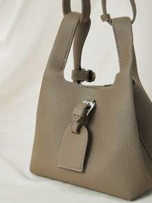 Clariva Casual & Simple & Fashionable Pu Leather Shoulder/ Crossbody/ Hand-Held Tote Bag With Inner Pocket Gifts - Grey - View 2