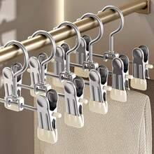 10 Peças Clipe de Cabide de Calça em Aço Inoxidável - Clipe de Silicone Rotativo 360° para Calças/Calças Infantis, Organizador de Guarda-Roupa Infantil Economizador de Espaço, Aço Inoxidável de Alta Qualidade, Adequado para Recém-Nascidos e Crianças