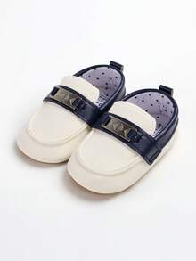 婴幼儿男孩女孩PU皮革硬底学步鞋幼儿橡胶底学步鞋婴儿卡通拖鞋婴儿床便帽鞋 - 藍色 - 查看 10