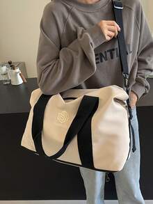 大容量短途旅行包，轻便手持运动健身包，干湿分离，瑜伽垫包，独立鞋隔层，男女通用行李包，适合旅行、通勤、上学 - 米色 - 查看 6