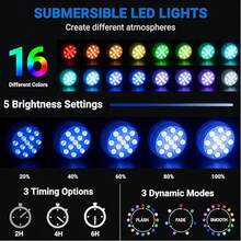 TYUTE 1/3/5/10PCS Waterproof RGB LED Pool Small Round Lights, With Multiple Colors To Switch Freely, Are Suitable For Swimming Pools, Vase Bottoms, Spas, Ponds, Hot Tubs, As Well As Halloween, Christmas, Pool Party Decorations, Outdoor Lighting And Other Decoration And Gathering Occasions - Multicolor - View 5