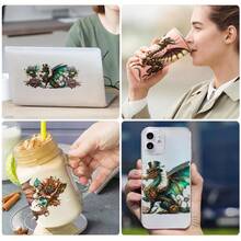 5 Sheets Dragon Artwork UV DTF Stickers Waterproof Decals Mug Decoration Gift Transfer Sticker Decal Cups Decoration Suitable For 16 Oz Glass - Tờ Style1-5 - Xem 6