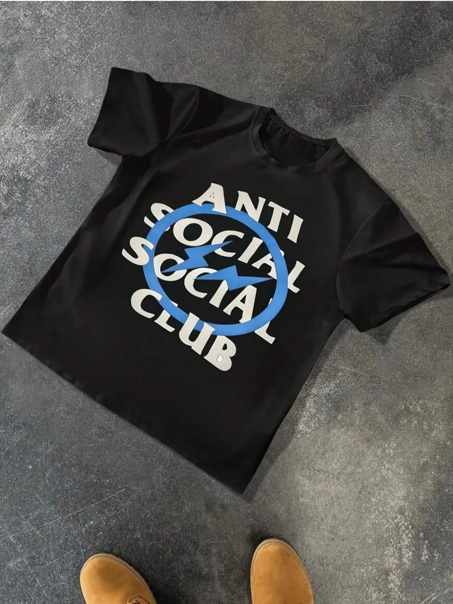 Anti Social Club 100% Cotton Lightning Bolt Motif Urban T-Shirt Pure - 款式8 - 查看 1