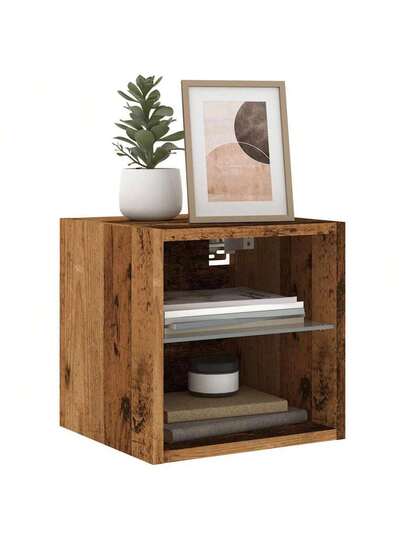 VidaXL TV Wand Unit LED Lighting 30x28.5x30 Cm Old Wood