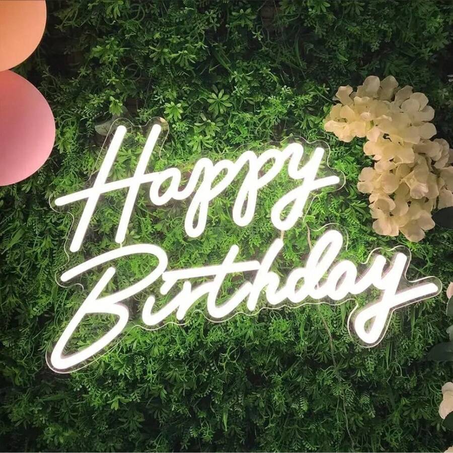 1pc Happy Birthday LED Neon Sign, Festive Wall Decor, Home Party Dorm Wall Decor, USB Powered Neon Light For Birthday Party Themes - Multicolor - View 1