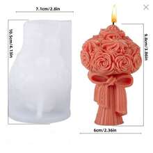 1 pieza Molde de silicona de ramo de rosas 3D para velas DIY, jabones y aromaterapia - Molde de resina epoxi para decoración del hogar, manualidades de arcilla y yeso