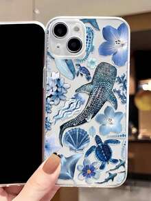 1pc 1pc Fashionable Personalized Ocean Elements Whale, Starfish, Jellyfish, Coral Collage Pattern Transparent TPU Cushion Shock-Absorbing Phone Case Compatible With  16/16Pro/16Plus/15/15ProMax/15Pro/11/12/13/14ProMax/12Mini/13Mini/11Pro/11ProMax/12Pro/12ProMax/13Pro/13ProMax/14Pro/14ProMax, Soft Case With Elegant Vibe Waterproof Anti-Fall Scratch Resistant Phone Cases Summer  17 Pro Case  17 Plus Case  15 Case  16 Case  16 Plus Case - 1 cái - Xem 5
