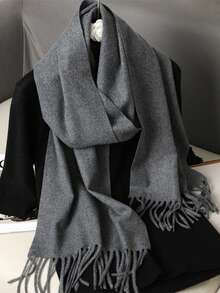 قطعة واحدة من الأوشحة النسائية ذات اللون الواحد قماش الكشمير الصناعي المنتظم،مناسبة لفصول التغير، للارتداء اليومي، مقاوم للرياح ودافئ