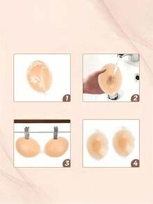 1 Pair Silicone Breast Petals, Thick Lift & Push-Up Invisible Bra Nipple Covers - Multicolor - View 4