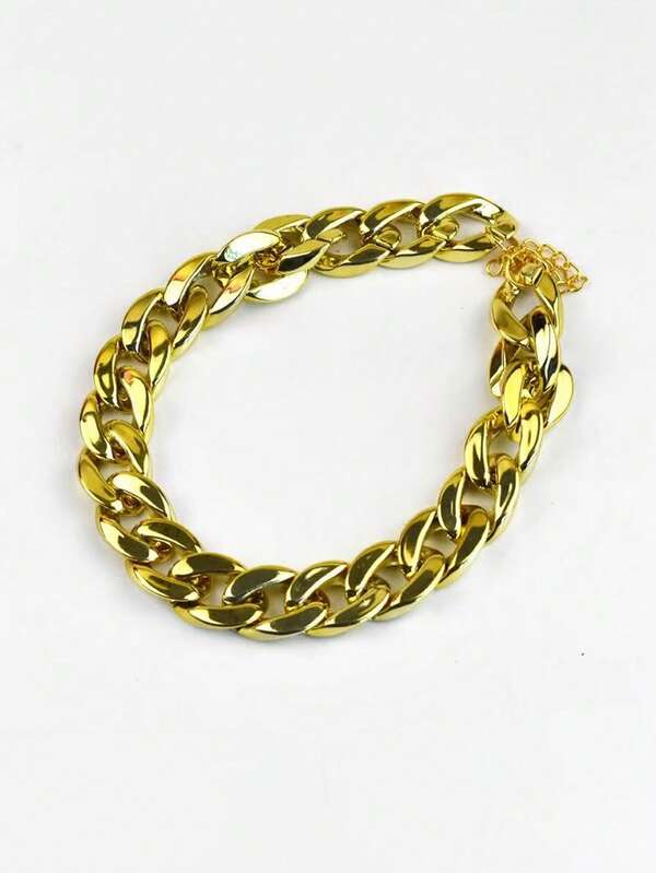 1pc Gold-Color Large Dog Chain Necklace, New Design Circle Pet ID Symbol, Majestic & Powerful, Pet Outdoor Decor Accessory, Great Birthday Gift For Dogs