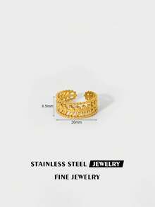 18K镀金不锈钢可调节太阳图案戒指，适合日常佩戴 - 金黃色 - 查看 17