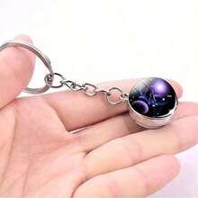 12 Constellation Glow In The Dark Creative Galaxy Keychain Good Luck Keychain Glass Ball Pendant Key Ring Couple Key Chain Improve Love Wealth Success