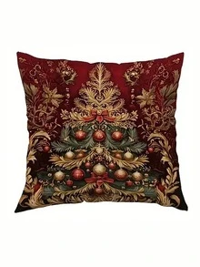 1/2/4Pcs Christmas Throw Pillow Covers Single-Sided Print - Santa, Reindeer, Snowman, And Tree Designs - Throw Pillow Covers - With Hidden Zipper Closure - Machine Washable - For Living Room And Office Decor - Multicolor - View 8