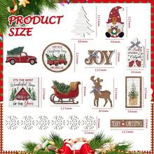 Christmas Tiered Tray Decor Winter Tiered Tray Decorations Set Snowman Snowflake Gnome Truck Wood Signs Farmhouse Christmas Table Decorations For Home Table Shelf(Rustic Style)