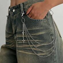 Salircon Punk Multilayer Metal Star Pendant Pant Chain Hip Hop Waist Keychain Jeans Chain Women  Jewelry Accessories Gifts - Kiểu 1 - Xem 7