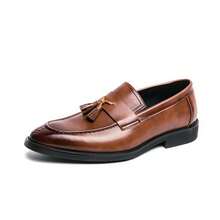 Men's Leather Shoe Covers Wear Tassel Loafers, Classic Casual Penny Shoes, Retro Formal Business Wedding Shoes,Men's Dress Shoes,Men Dress Shoes,Mens Dress Shoes,Dress Shoes,Men Loafers,Men Loafers - 棕色 - 查看 16