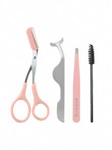 1/2/3/4 piezas Kit portátil de arreglo de cejas de acero inoxidable, pinzas de precisión para dar forma a las cejas y eliminar el vello fino, compacto y ligero, esencial para viajar