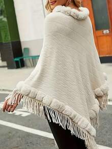 1pc Solid Color Asymmetric/Asymmetrical Fringed Knit Pullover, Suitable For Dates, Holidays, And Everyday Wear, New Autumn/Winter Design