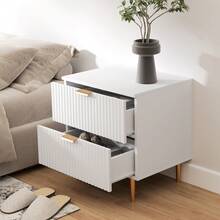 HOMCOM Nightstand, Bedside Table With 2 Drawers, Side End Table With Metal Legs For Bedroom, White - 白色 - 查看 8