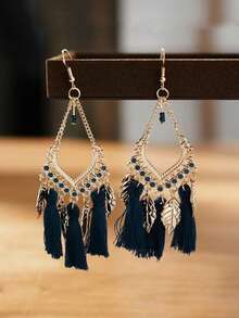 2 piezas Pendientes con borlas de diseño único, pendientes bohemios vintage