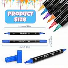 Acryl-Farbstifte mit Doppelspitze in 36 Farben, Farbmarker, Acrylmarker für Felsmalerei, Holz, Glas, Kunststoff, Stoff, Keramik-Malset, Bastelbedarf für Erwachsene